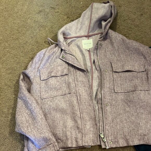 Anthropologie Aves Les Filles Lavender Long sleeve Full Zip Hooded Jacket L - Picture 4 of 8
